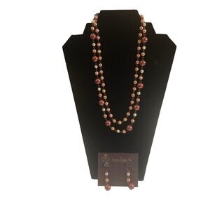 Premier Designs Integrity faux Pearl 2 strand necklace and matching earrings NWT